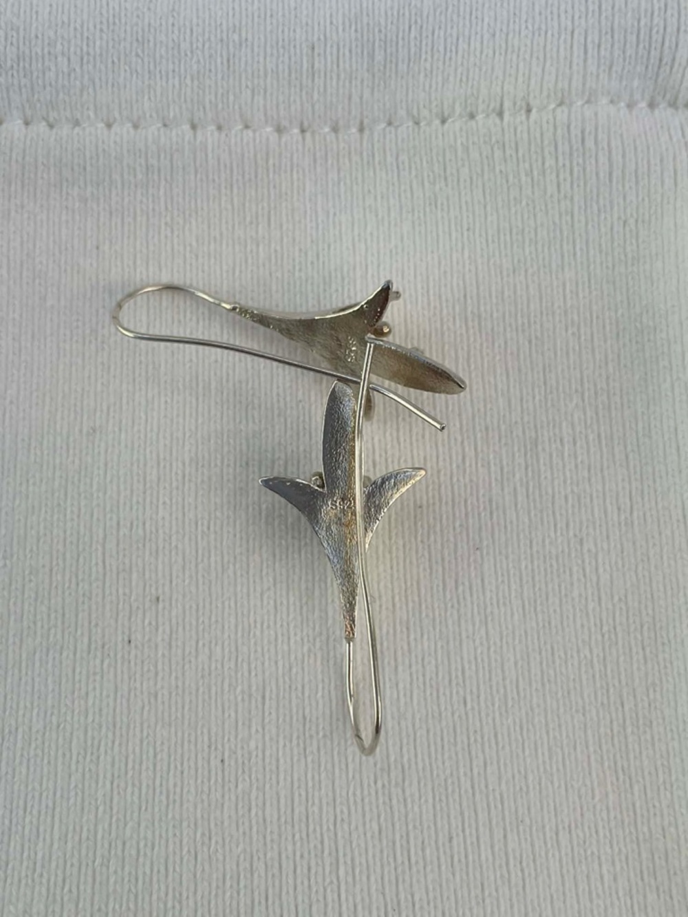 Sterling Silver Floral Drop Earrings - Silver - Picture 6 of 6